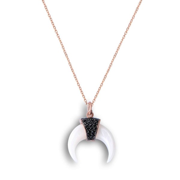 Collar Amuleto mini cuerno blanco con detalle circonitas negras Collar Amuleto mini cuerno blanco con detalle circonitas negras