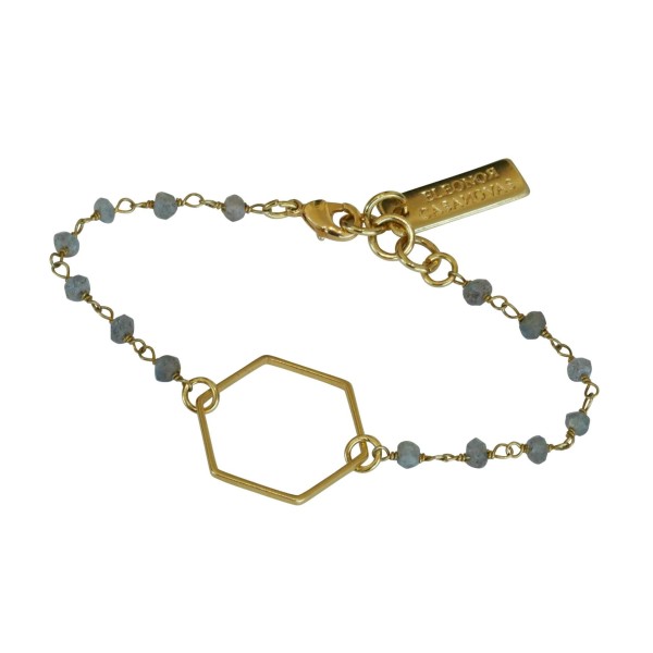 Pulsera Hexágono oro con piedra labradorita Pulsera Hexágono oro con piedra labradorita