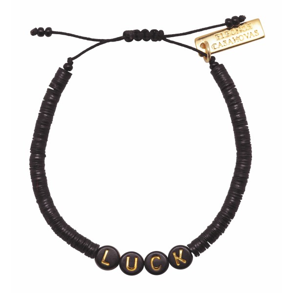 Pulsera negra "LUCK" personalizable Pulsera negra "LUCK" personalizable