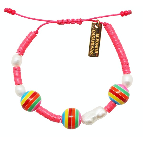 Pink & Rainbow Balls Bracelet