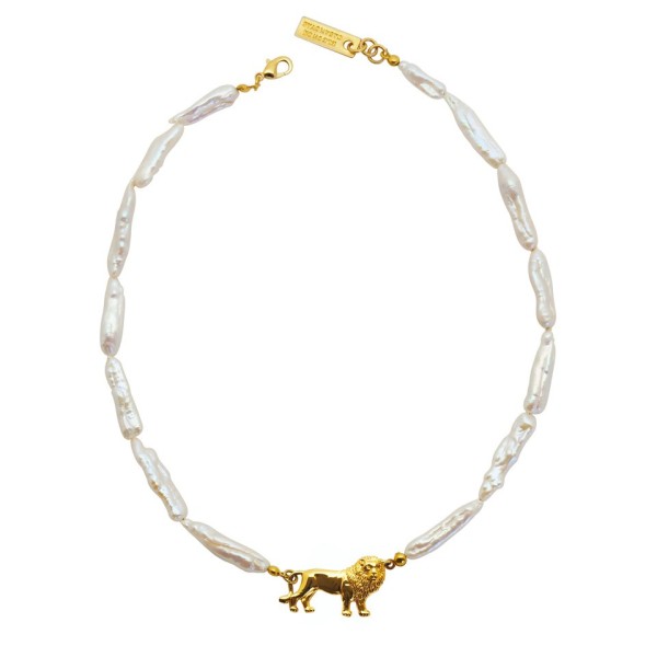 Collar mini Lion perla natural alargada