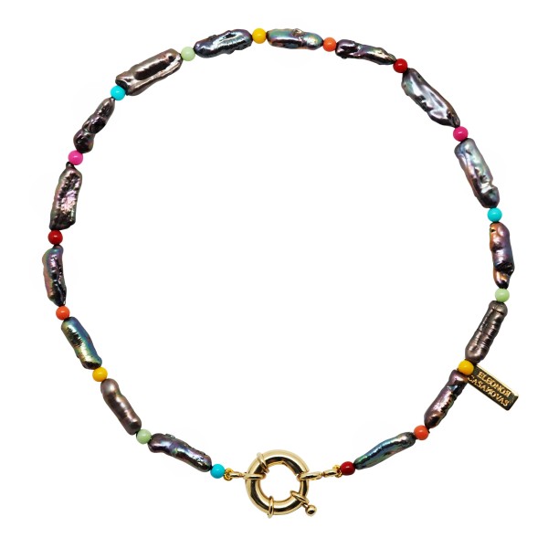 "My Black & Rainbow Pearls" Necklace with or without Initial "My Black & Rainbow Pearls" Necklace with or without Initial