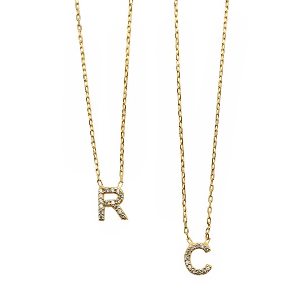 Silver and Zircon Initial necklace