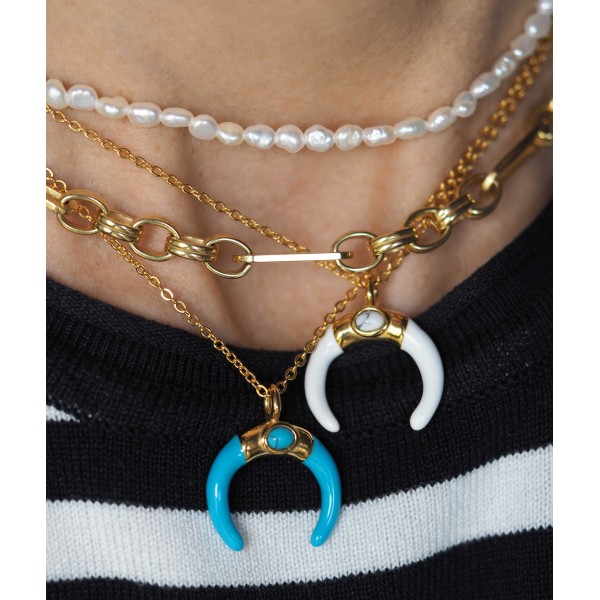 Mini Horn White Necklace