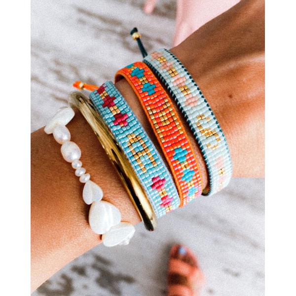 Miyuki Letter Bracelet - Turquoise