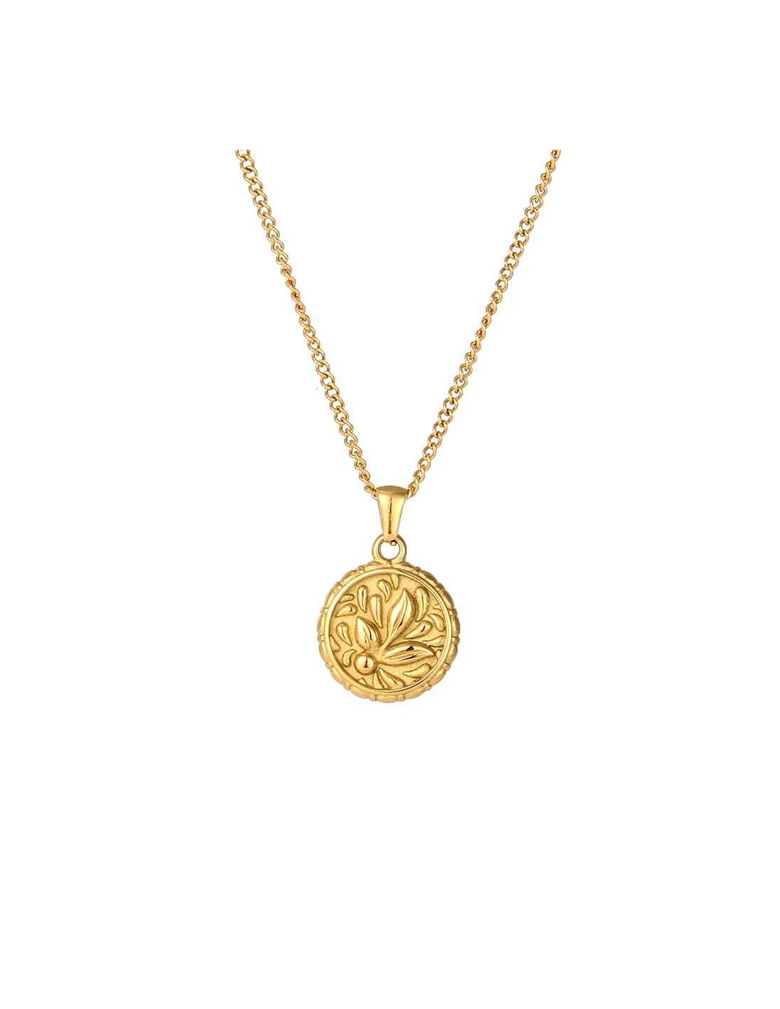 LOTUS FLOWER medal Necklace