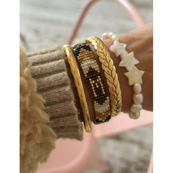 Miyuki Letter Bracelet - Brown