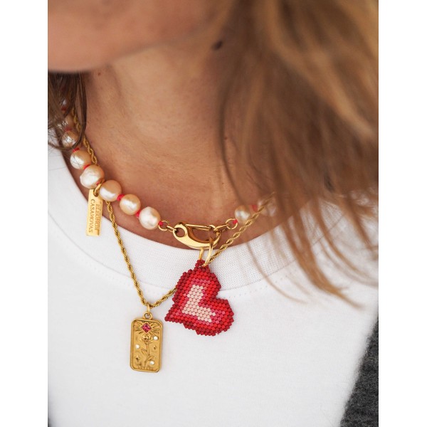 Collar PEACH Pearls & LOVE
