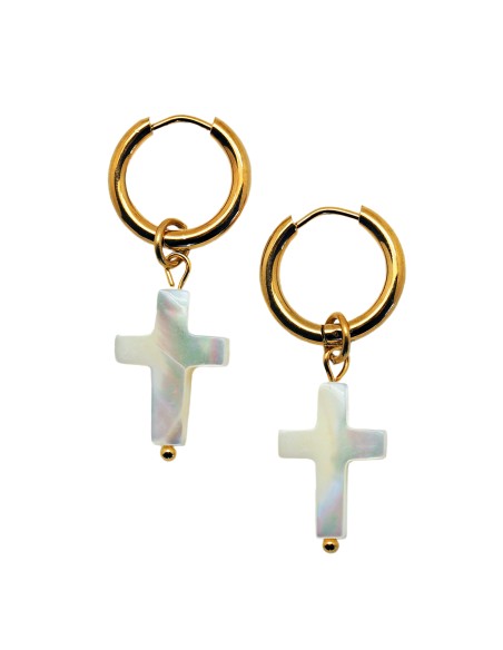 Aritos Cruz de nácar