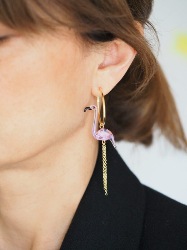 Pendientes de aro "Orange Flamingo" - Imagen 6