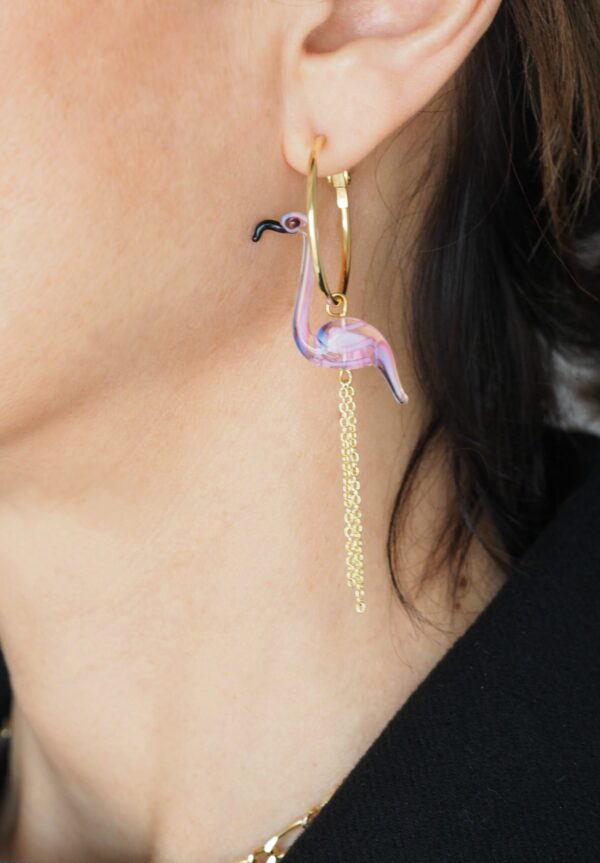 Pendientes de aro "Pink Flamingo" - Imagen 5