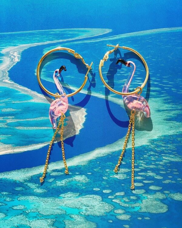 Pendientes de aro "Pink Flamingo" - Imagen 2