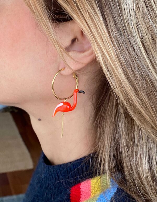 Pendientes de aro "Orange Flamingo" - Imagen 4