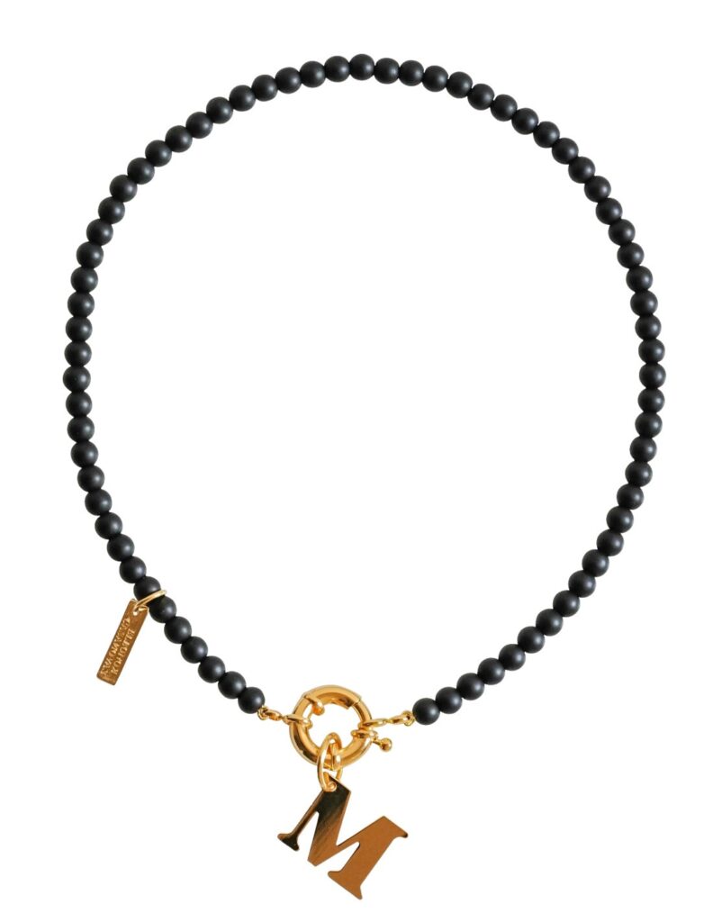 "Black Midnight" Necklace with Initial