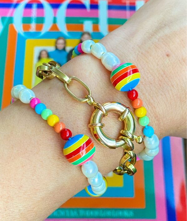 Pearls & Rainbow Balls Bracelet - Image 3