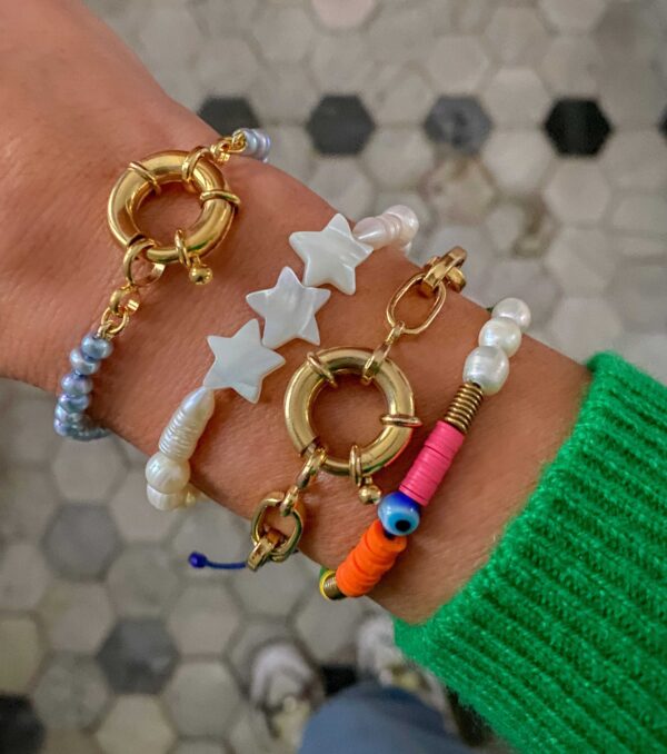 Pulsera "Baby Blue Vintage Pearls" - Imagen 4