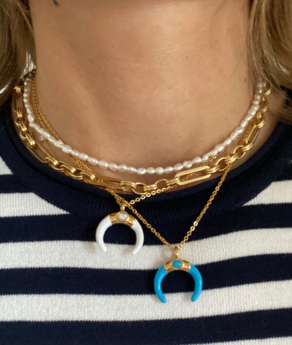 Collar Mini Horn Turquesa - Imagen 3