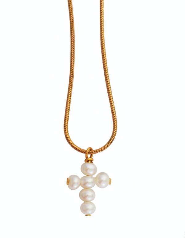 Collar Mini Cruz Perlas