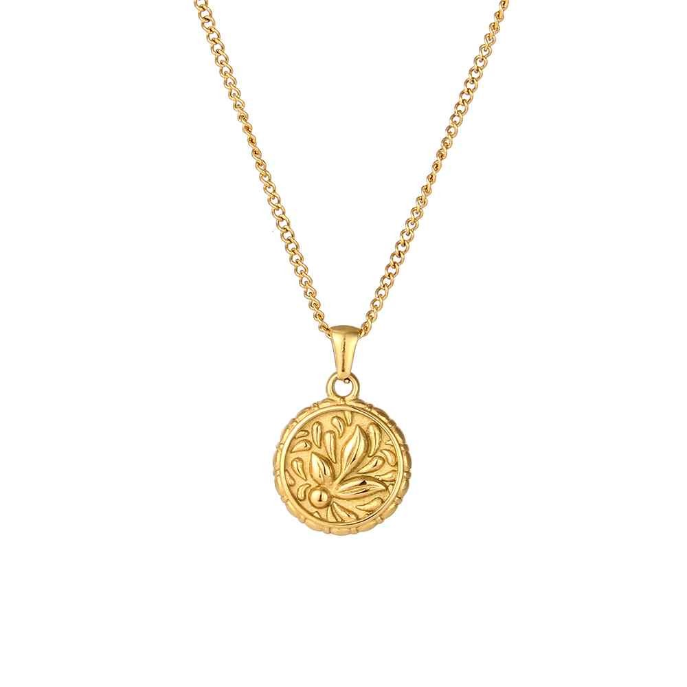LOTUS FLOWER medal Necklace