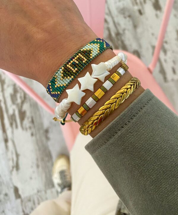Pulsera miyuki Letter - Green - Imagen 3