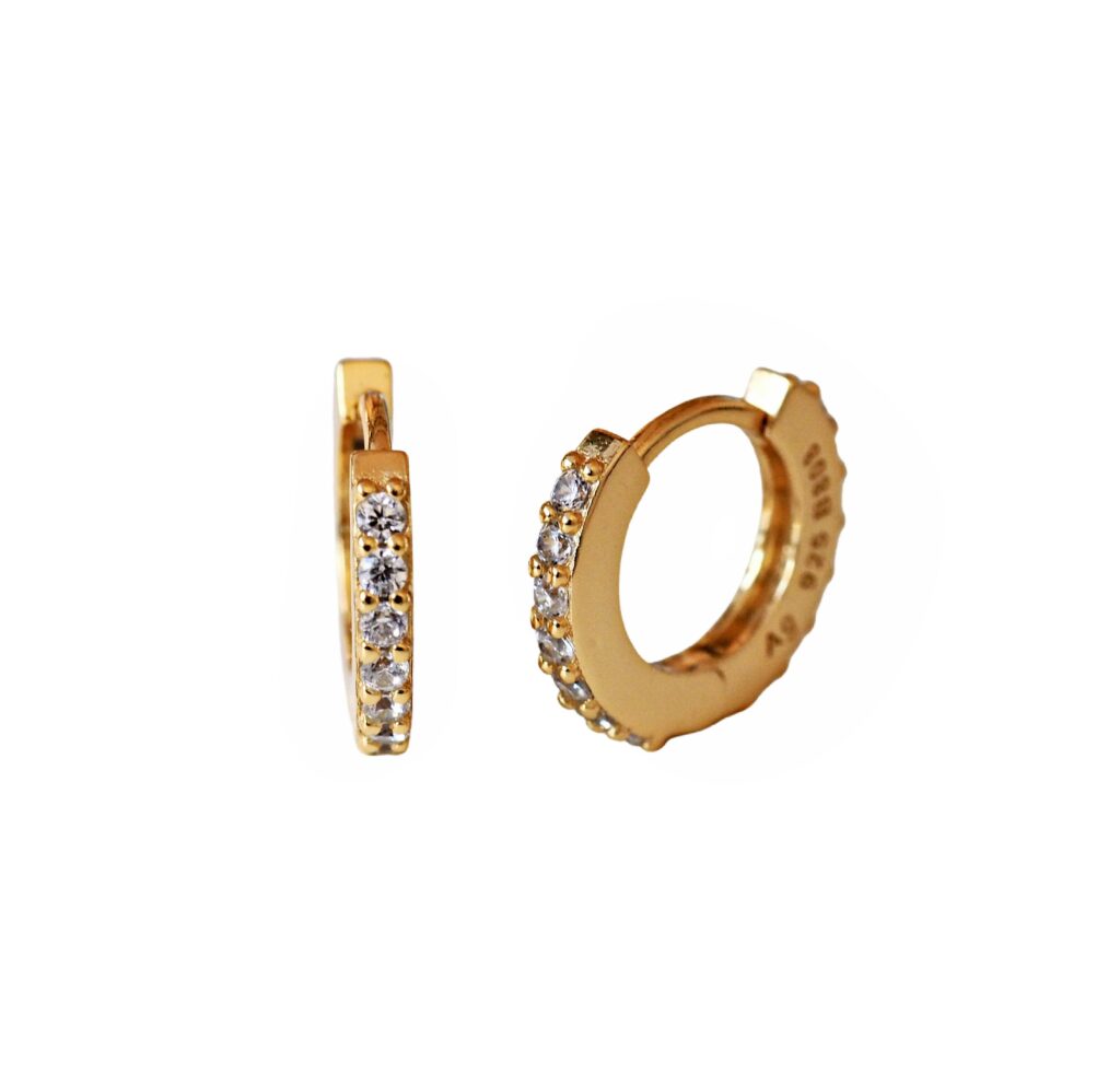 Goldplated Sterling Silver and Zircon Basic Hoop