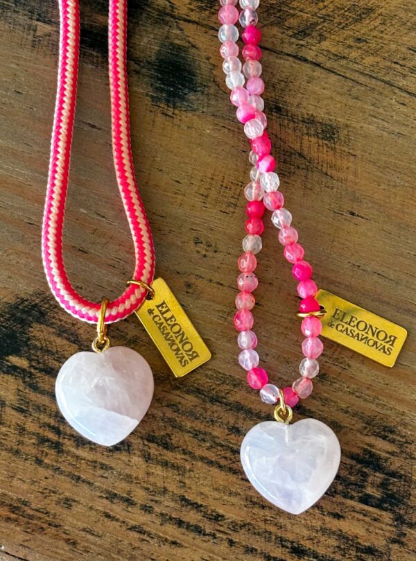 Collar PINK heart cuarzo rosa - Imagen 5