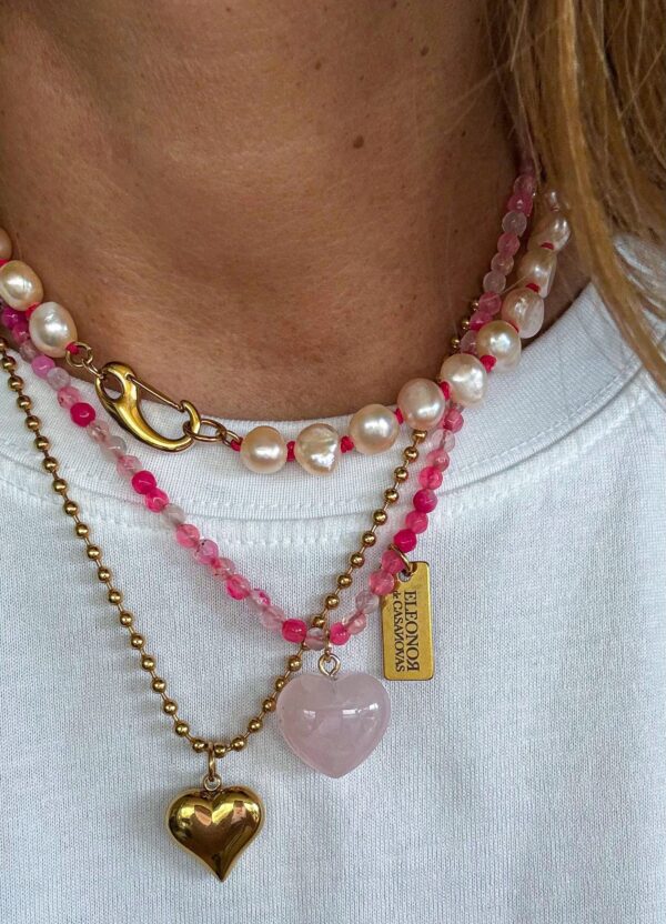 Collar PINK heart cuarzo rosa - Imagen 2