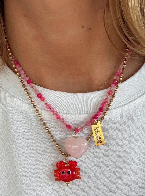 Collar PINK heart cuarzo rosa - Imagen 4