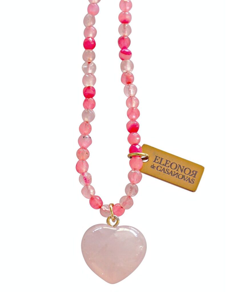PINK quartz heart Necklace
